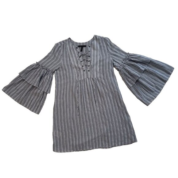 BCBG dress, small, Boho, Charlyze blue white stripes, Lace up Small - Picture 2 of 16